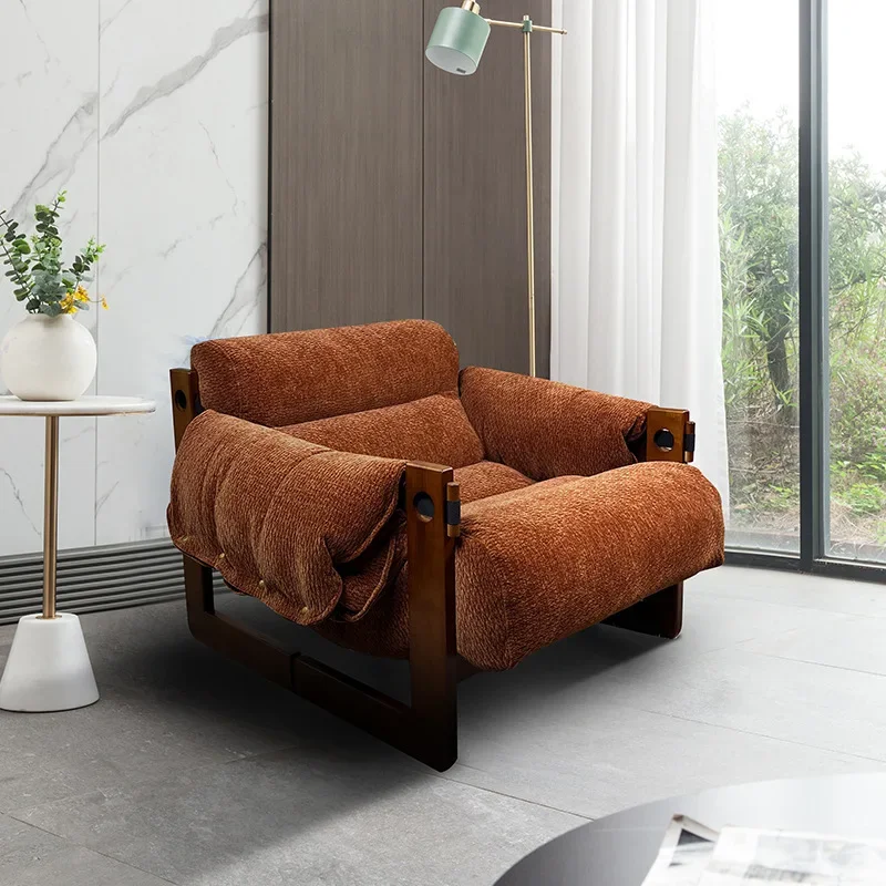 Sofa Leisure Chair Solid Wood Fabric Jersey Chair Household Lazy Chaise