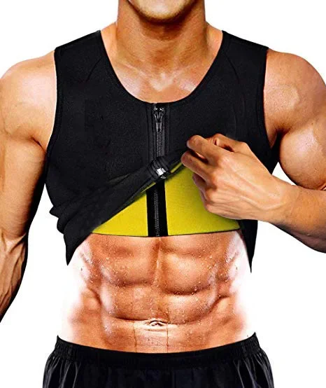 European and American men's fitness corset neoprene sports sweating belly shapewear zipper vest fitness wear