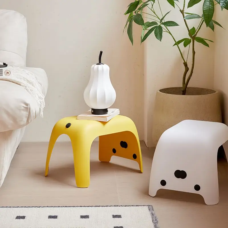 

Cute Cat Stool Bathroom Shower Stool Anti Slip Short Chair Living Room Shoe Changing Chair Household Space Saving Furniture