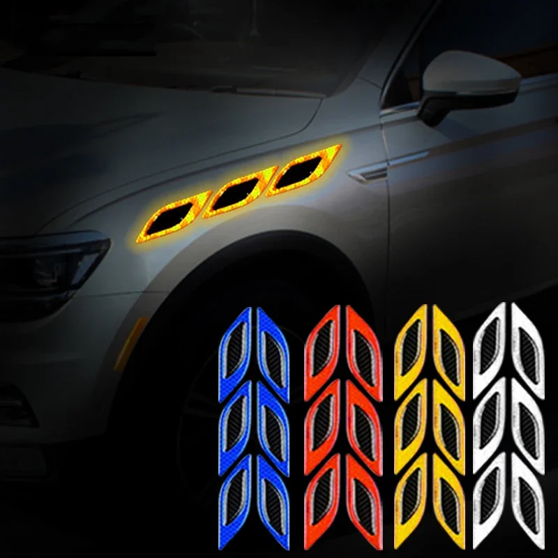 New Universal 3D Carbon Fiber Car Door Handle Luminous Sticker Anti-Scratch Sticker Car Safety Reflective Strip