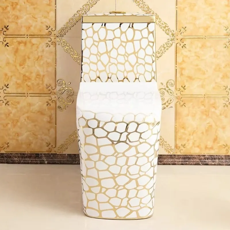 

One Piece Golden Plated Ceramic Toilet Bowl - Hot Sale Bathroom Wc in Gold Color