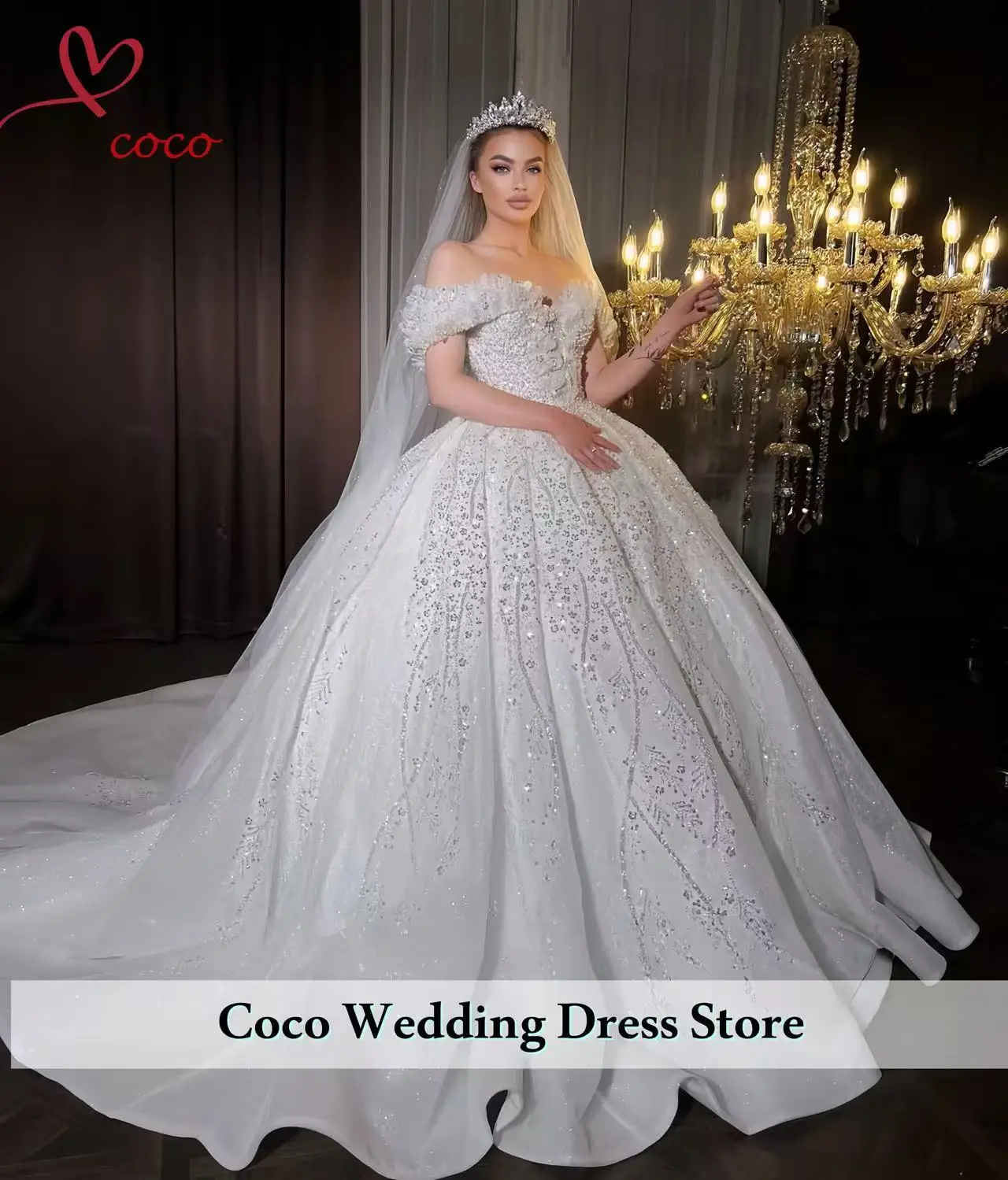 Customized  luxury Sweetheart lapel shoulder Ball Gown beaded wedding dress amanda novias vestidos de novia amanda 's novias