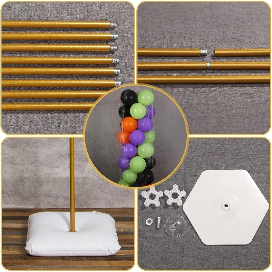 Set di supporti per palloncini dorati da 2 colonne per palloncini in metallo regolabili da 1 a 5,25 piedi per supporti da pavimento e centrotavola da tavolo