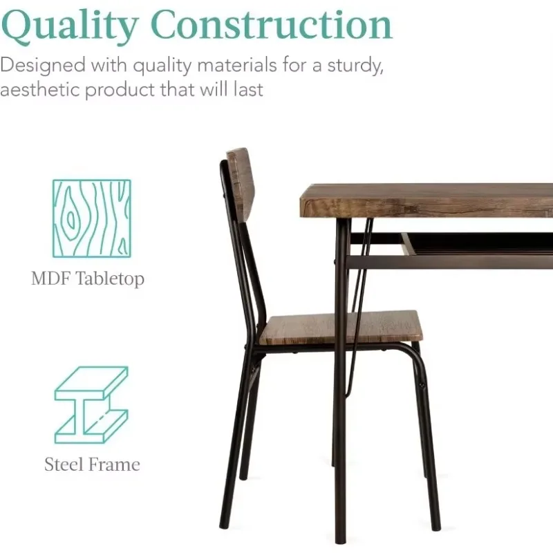 Best Choice Products 6-Piece 55in Modern Dining Set for Home, Kitchen, Dining Room w/Storage Racks, Table, Bench, 4 Chairs,Brown