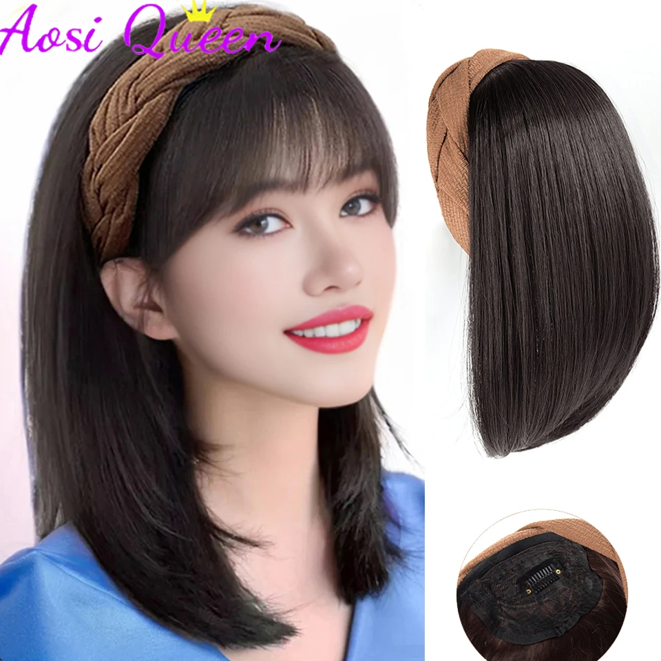 AOSI Twist Hairband Wig Women\'s Synthetic Hairband Hair Extensions Fake Tassel Natural Hairpin Women\'s Wig Invisible Natural