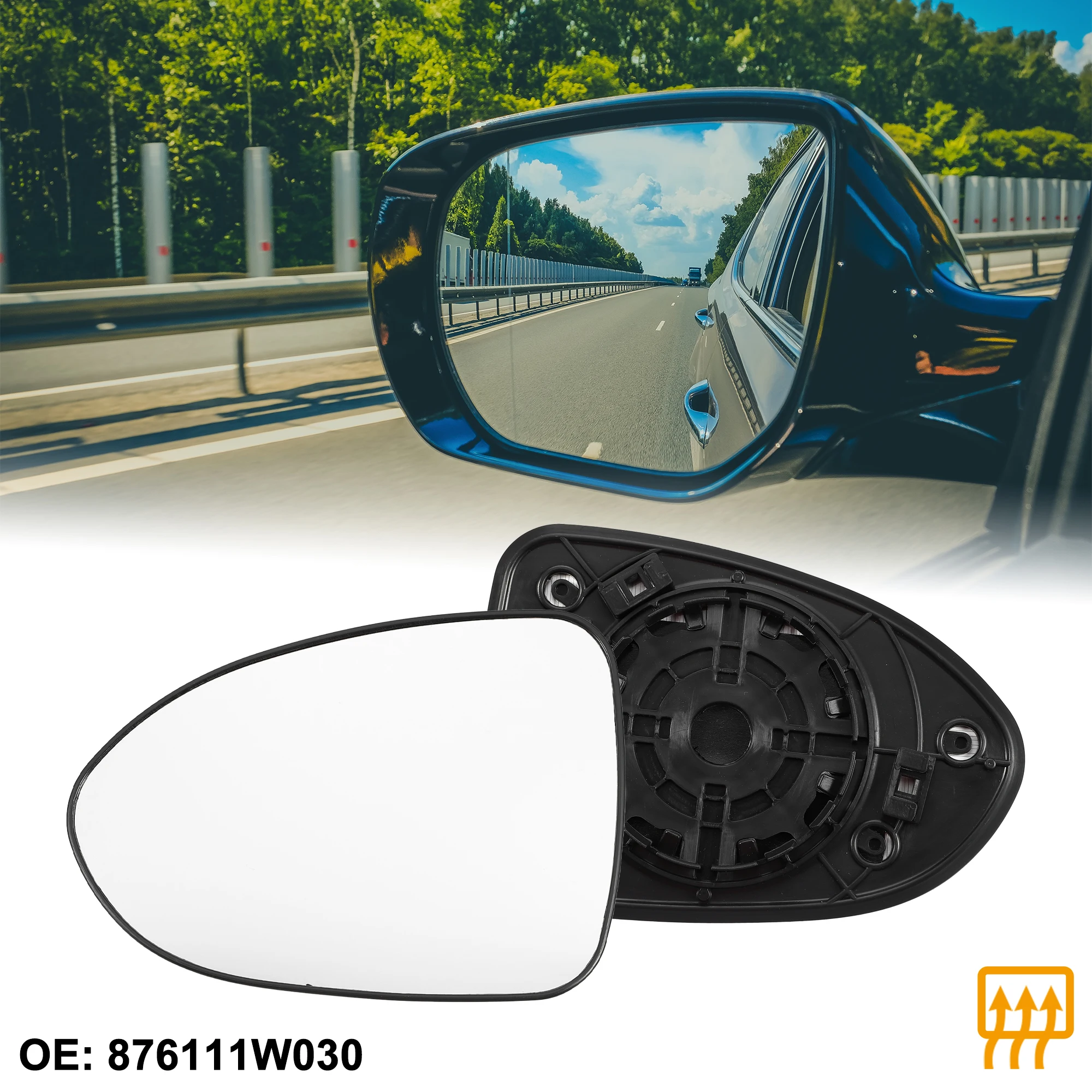 Uxcell Car Rearview Left Right Side Heated Mirror Glass Replacement W/ Backing Plate Fit for Kia RIO - Pack of 1 White Glass