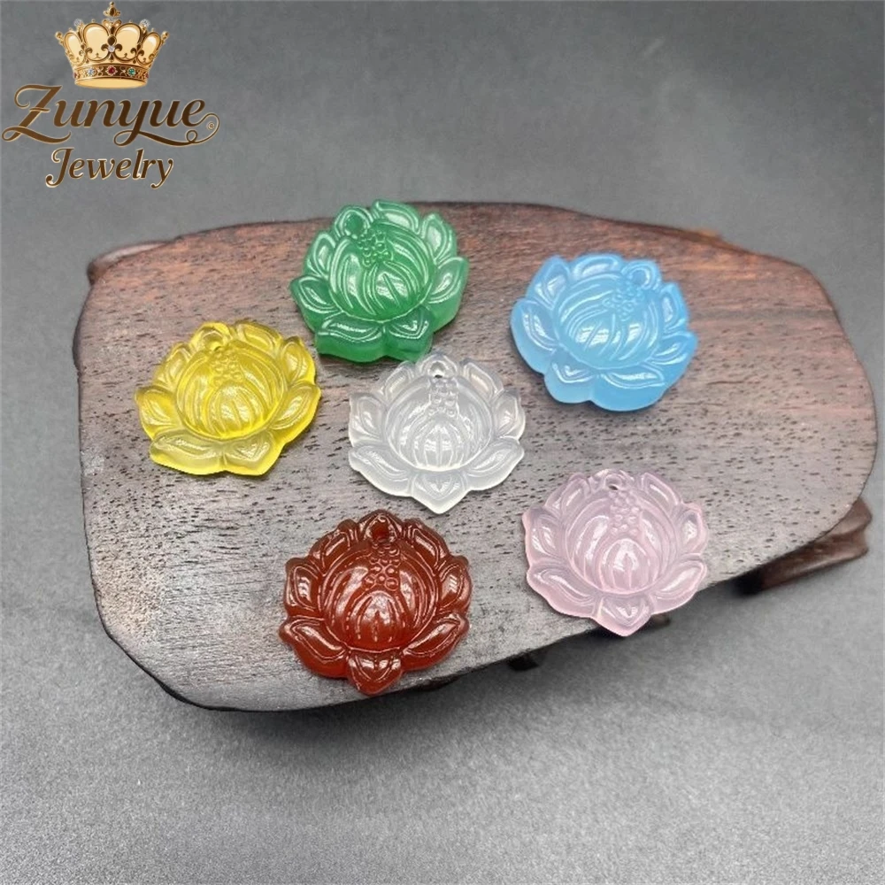 

Натуральный ледяной агат, халцедон, лотос, нефритовый кулон, роскошные качественные ювелирные изделия, модные украшения, изысканные элегантные подвески, популярные