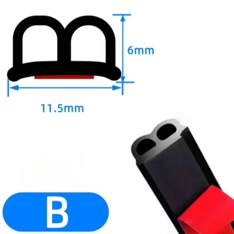 5/10/20M Car Door Sealing Strip Sticker Sealing Strip Rubber B-type Door Seal Sound Insulation Sealing Strip Automotive Parts