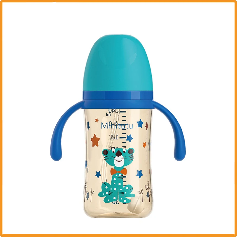 NEW【 Minitutu 】Wide-mouthed nano PP bottle, learning cup, suction cup, duckbill cup, colorful bottle