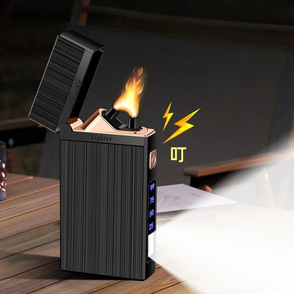 ولاعة كهربائية جديدة بقوس عالي الطاقة لعام 2025 مع إضاءة خارجية ولاعة سجائر محمولة شحن USB ملحقات دخان