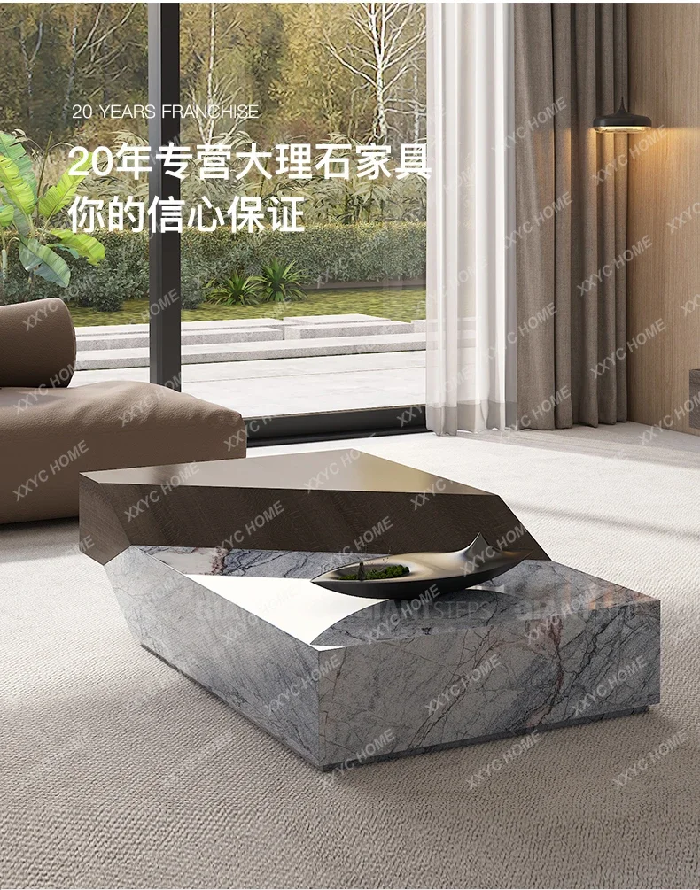 

YYminimalist natural marble coffee table high-end design style living room creative special-shaped