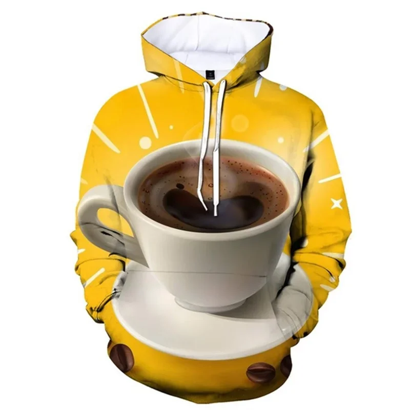 Coffee Cup Hoodies for Men Graphics Oversized Hoodie New Design Pullover Breathable Sweatshirt Long Sleeve Coat