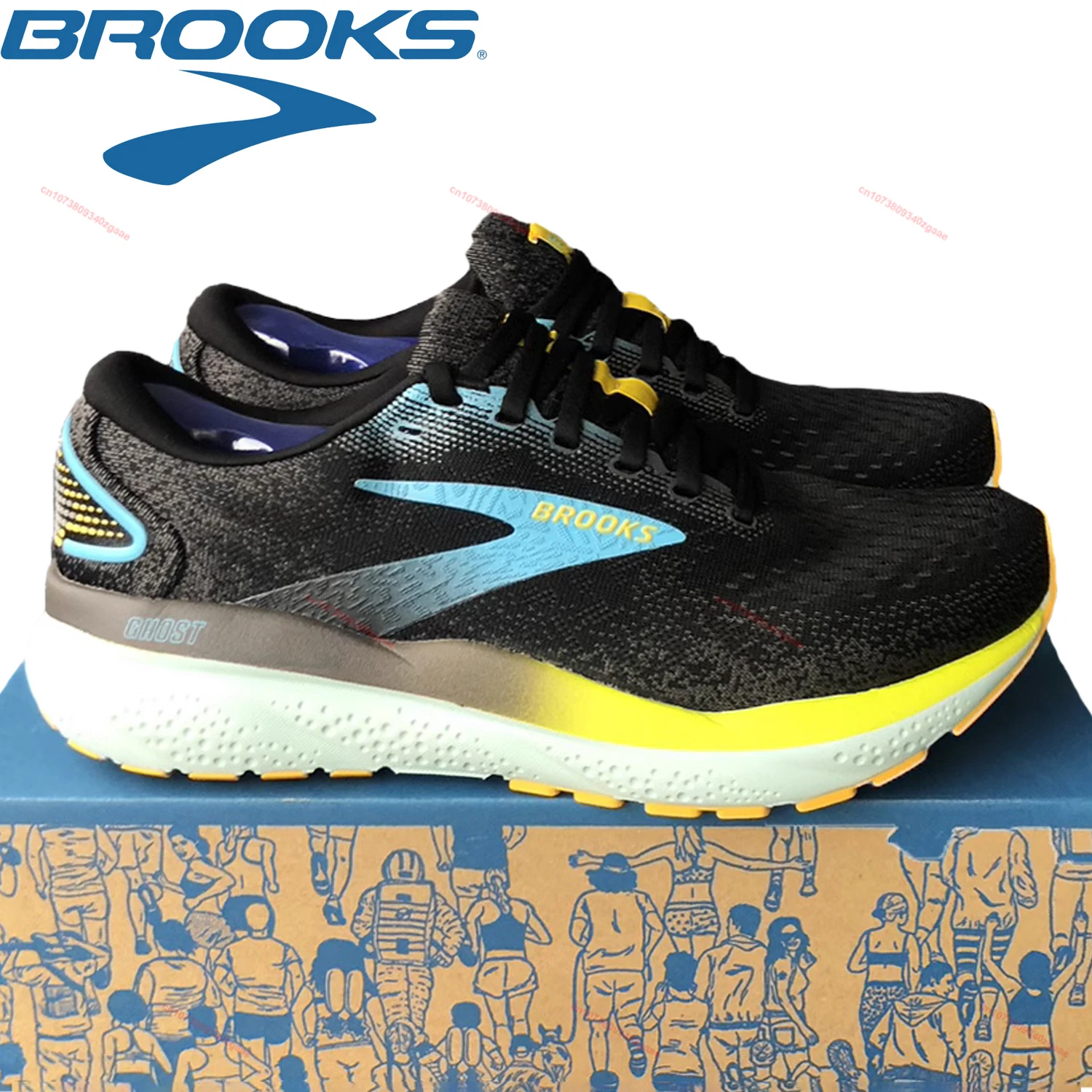 BROOKS Running Shoes Ghost 16 Men Long Distance Running Sneakers Lightweight Stretch Marathon Sneakers Casual Tennis Shoes Men