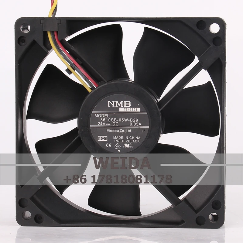 

Case Fan Dual Ball Bearing for NMB 3610SB-05W-B29 92X92X25MM 24V 0.05A 9225 9CM Super Silent Case Power Supply Cooling Fan