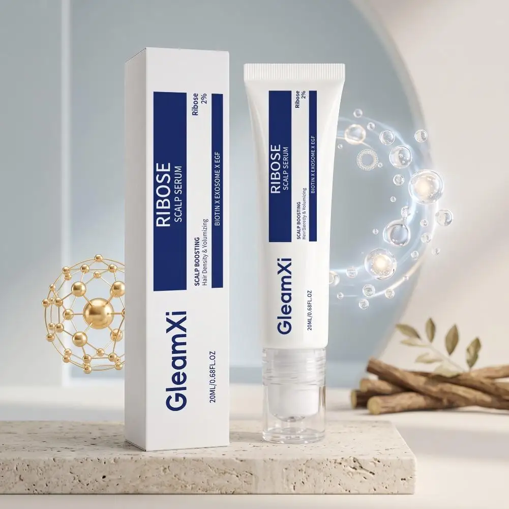 Volumizing Ribose Biotin Scalp Boosting Serum Increase Hair Density Essence Triple-Roller Applicator Protable Scalp Serum Ball