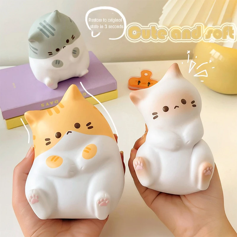 Cartoon Kawaii Cat Slow Rebound Decompression Toy Compression Stress Ball Adornment for Cute Room Gift Girls Fun soft  PU toys