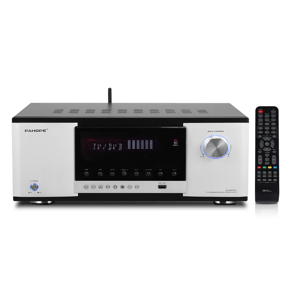 

High Power 7.1 Channel Home Theater Amplifier DTS HD AV Digital Power Amplifier With BT USB Metal Audio System Theater Use