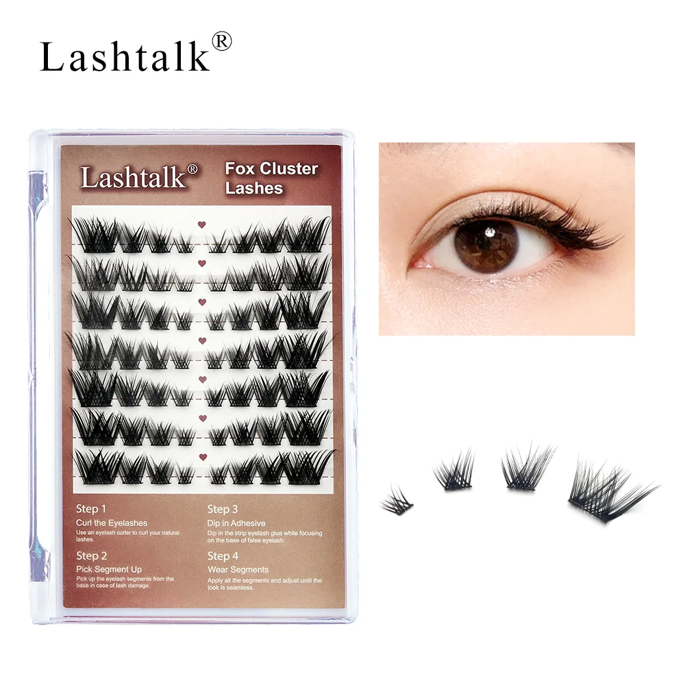 Lashtalk 1 Box DIY Fox Cluster False Eyelash Extensions 3D Natural Mix 6-14mm 7 Rows 56 Clusters From Nagaraku Makeup Tools