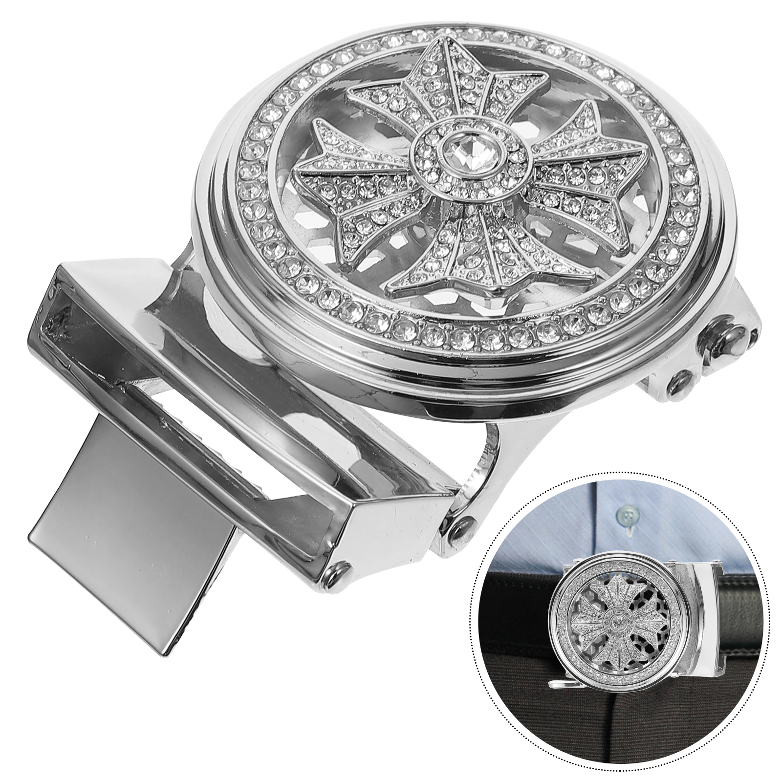 

Diamond Inlaid Buckles Zinc Alloy Durable Men Belt Buckles Comfortable Men Accessories Matching Rustproof Long Lasting