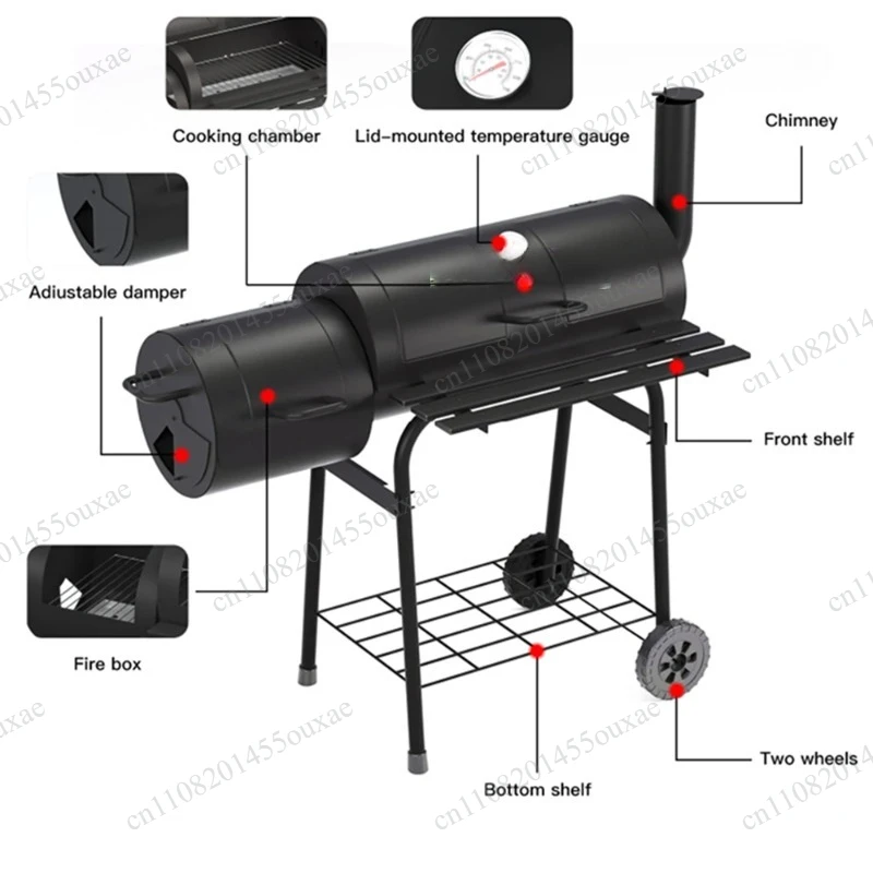Double Sided Large Charcoal BBQ Grill Thickened American Style Outdoor Camping Barbecue Stove For Household Backyard Cooking
