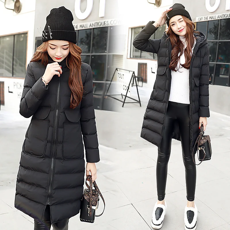 Ladies Fashion Winter Coat Women Down Cotton Hooded Jacket Woman Casual Warm Outerwear Jackets Female Girls Black Clothes VA1160