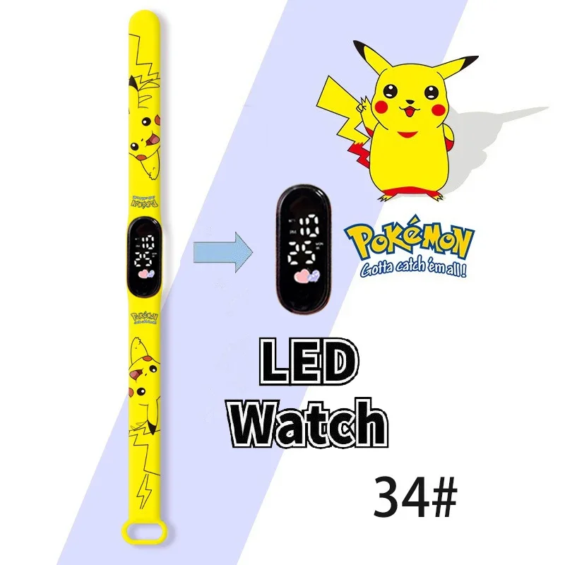 Pokémon Digital Watch for Kids, Silicone LED Watch, Puzzle Toys, Presentes para Crianças, Anime, Pikachu, Squirtle, Eevee, Charizard, Estudante, Novo