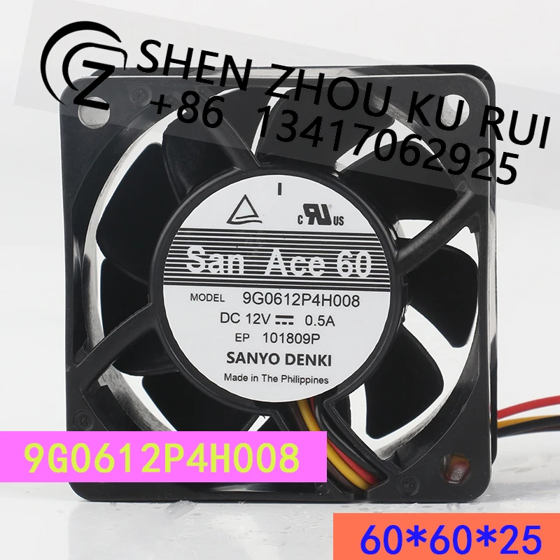 Original Sanyo 5V 24V 48V DC 12V 0.5A AC EC 6025 60X60X25MM 6CM Projector Four-wire PWM speed converter 9G0612P4H008 Cooling fan