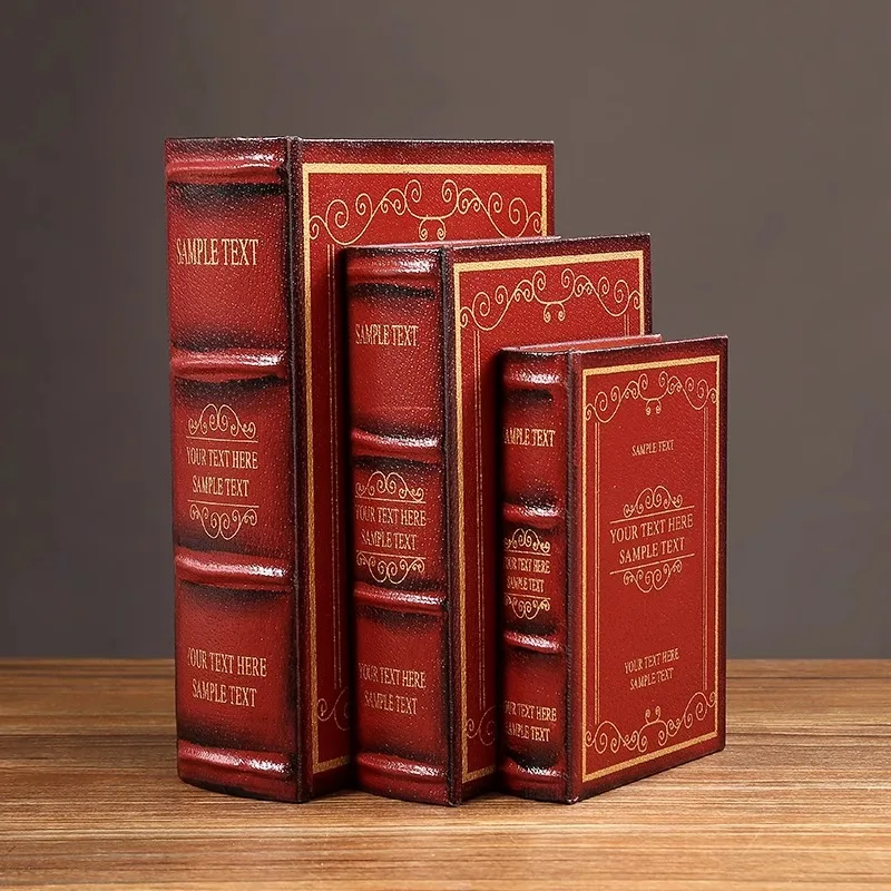 English wooden fake book Art Ornaments Luxury European retro fake book storage box Photography props home decoration Accessories