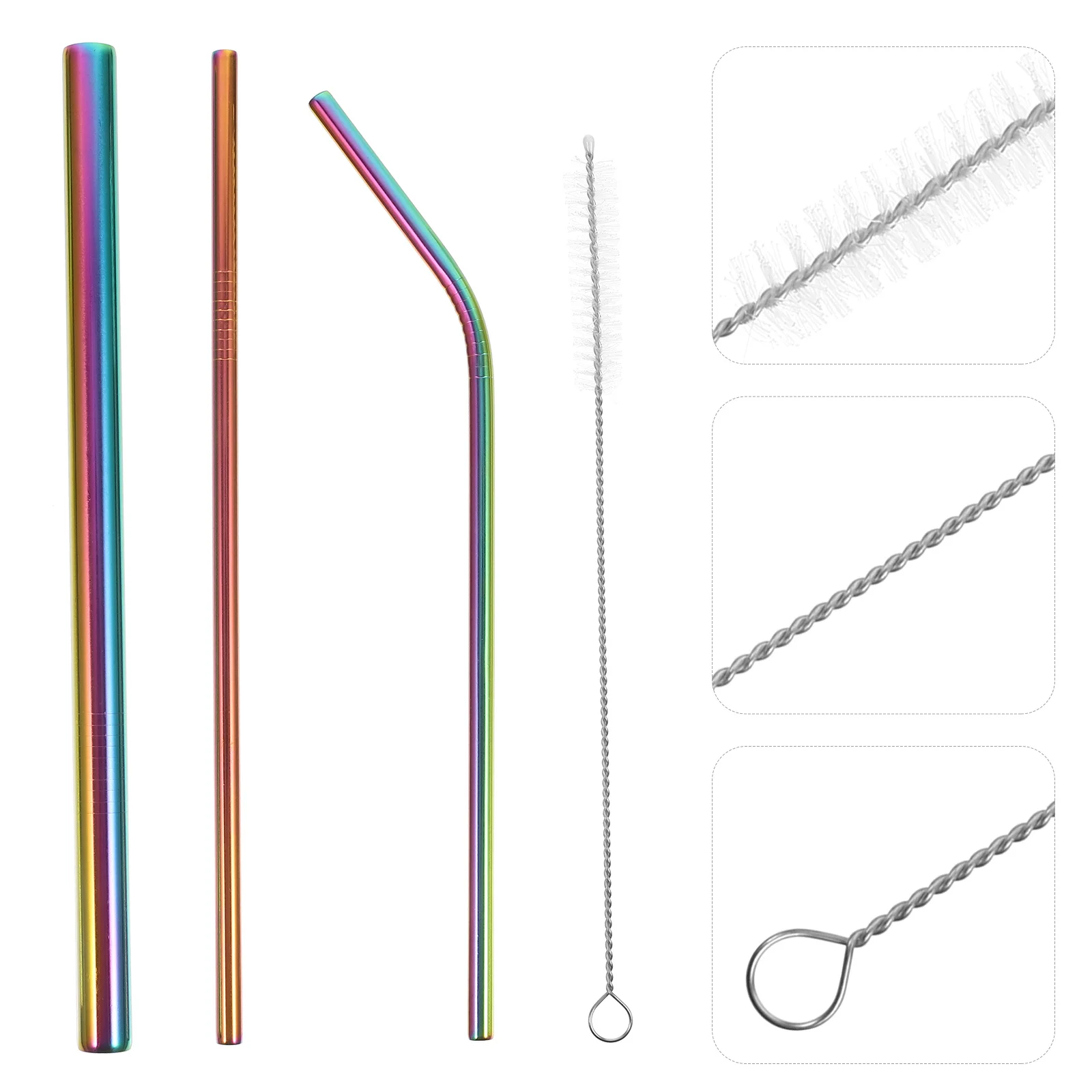 

1Set Multipurpose Stainless Steel Straw Stirrers Reusable Juice Drinking Straws Portable Kitchen Bar Party Sticks