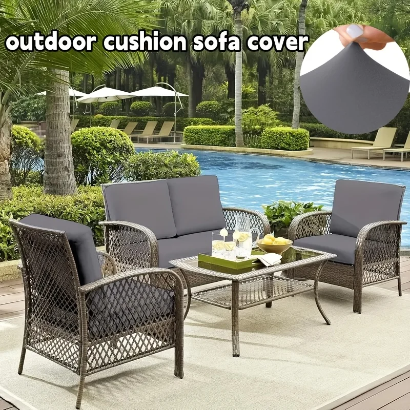 1Pc 1/2/3 Seat Outdoor Sofa Cushion Cover Elastic Seat Cushion Cover Solid Color All Inclusive Couch Covers for Living Room