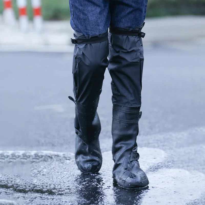 1pair Reusable Rain Shoes Cover Anti-Slip Thickened Wear-Resistant Over-the-Knee Rain Boot Covers Unisex Shoes Protectors