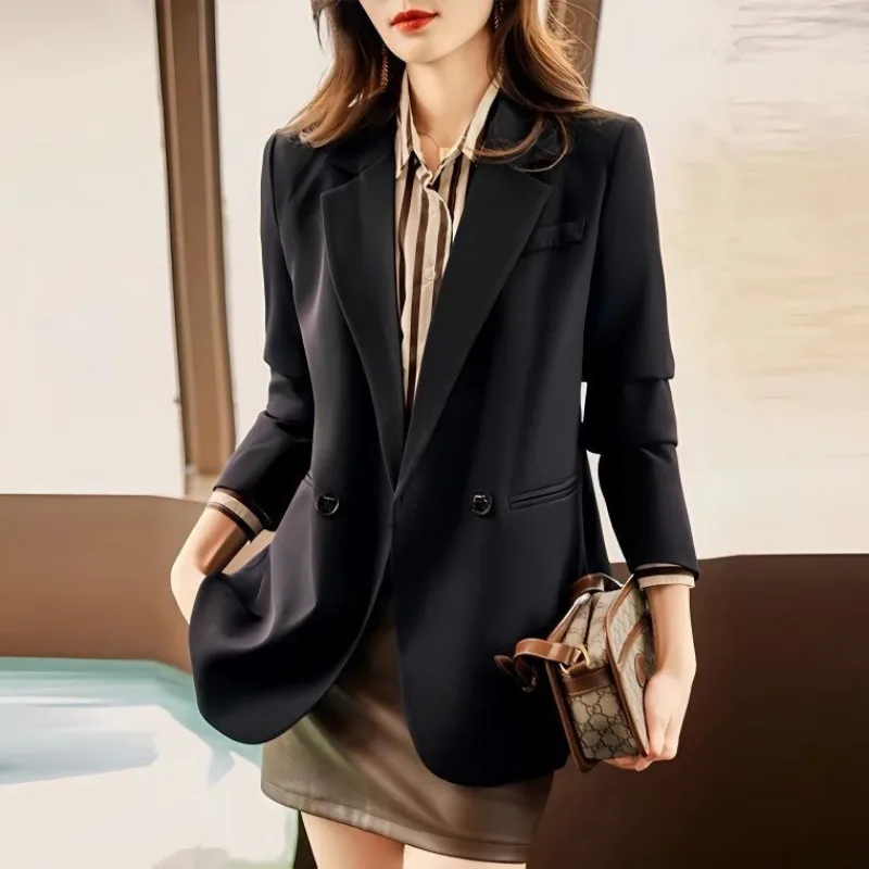 Black Blazer Women Clothing Korean Chic Office Ladies Suit Jacket Long Sleeve Buttons Spring Autumn Coat Outerwear New