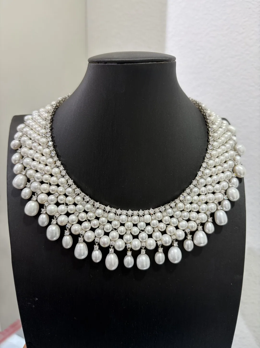 natural fresh water pearl necklace 925 sterling silver with cubic zircon handcrafted knit fine women jewelry for party MIYI