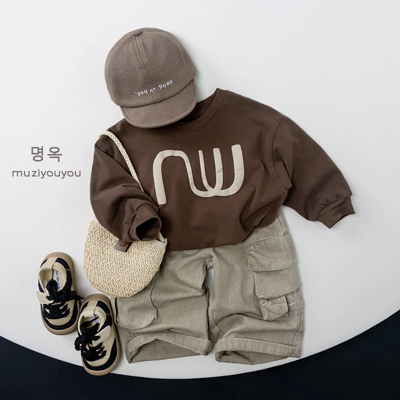 2025 خريف جديد الأطفال سراويل تقليدية موضة بنين البضائع السراويل القطن الاطفال الفتيات الصلبة تنوعا فضفاض السراويل بناطيل أطفال