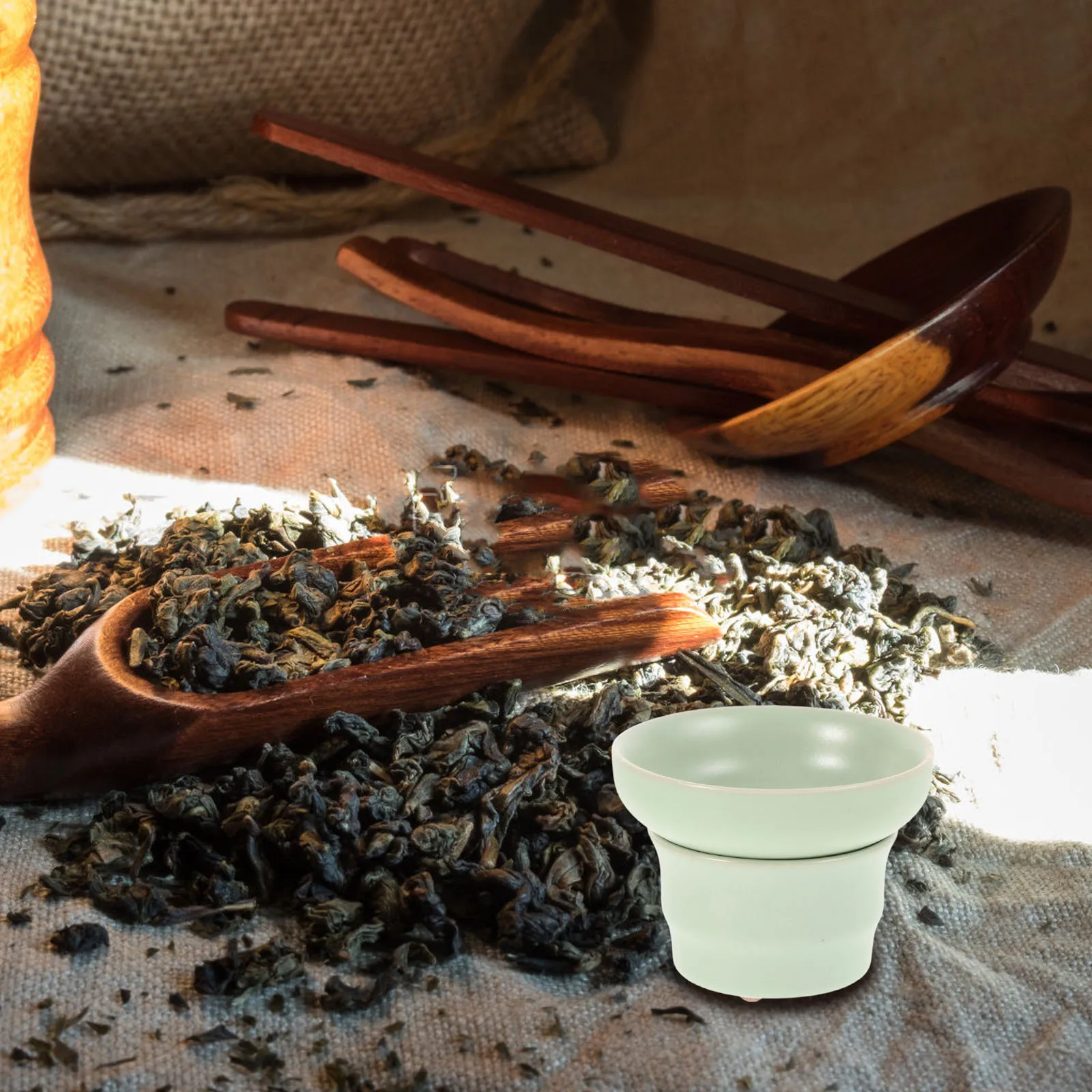 مصفاة فلتر شاي سيراميك، تصميم أنيق سهل التنظيف للمنزل والمكتب، أداة مصفاة الشاي، مصفاة شبكية رفيعة على شكل أوراق شجر فضفاضة