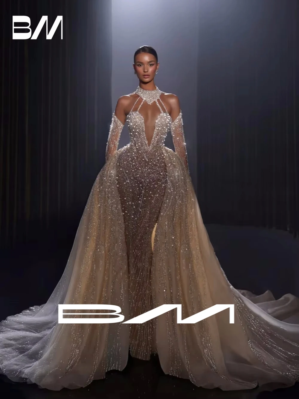 

Shiny Cut Out Evening Dress 2-pieces Celebrity Charming Sequins Pearls Cocktail Customized Gorgeous Wedding Party Prom Gown