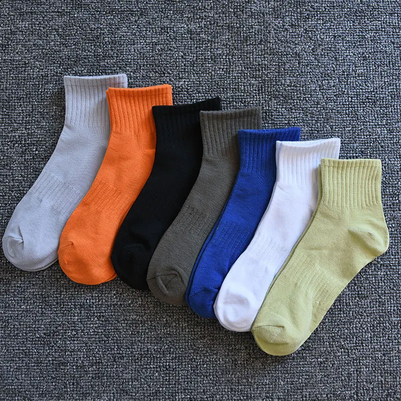 

1/7 пар весенне-летних спортивных однотонных мужских коротких носков, универсальные впитывающие пот дышащие модные белые мужские носки