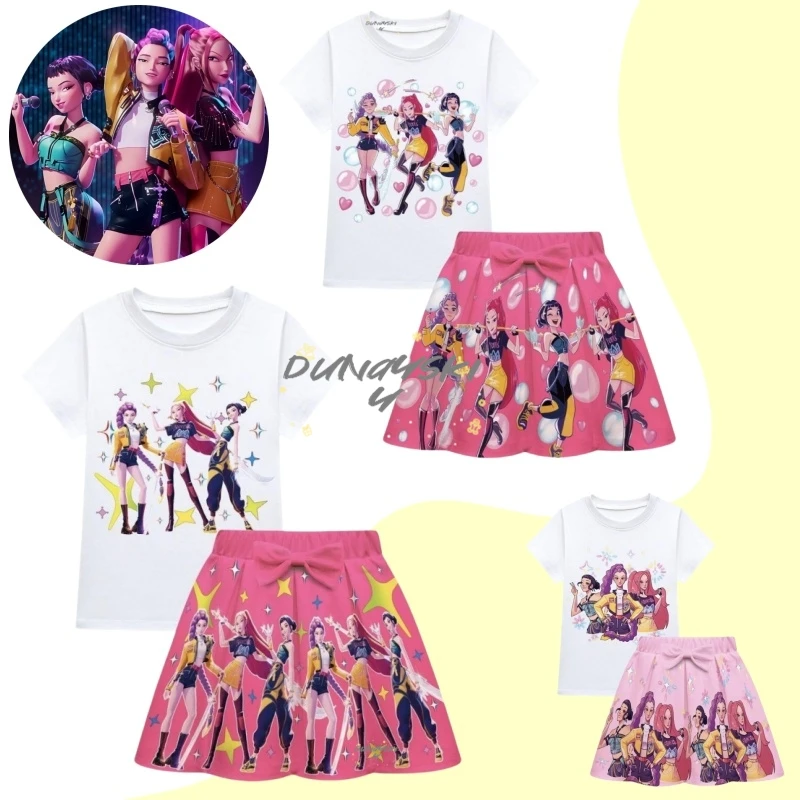 

Kpop Охотники на демонов, платье-футболка, модное летнее платье для маленьких девочек, карнавальный костюм на день рождения, сумка