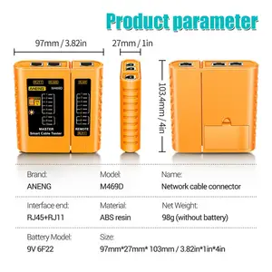 Aneng-Cabo Lan Tester, Cable Tester Network, LAN, RJ45, RJ11, RJ12, CAT5, UTP, M469D 10 Main Cable Localizer Sales - №7