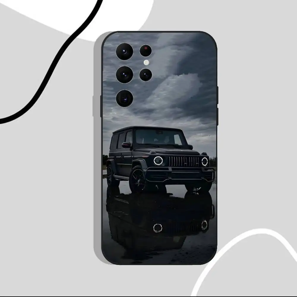 حافظة هاتف رياضية M-Mercedes Car G لهاتف سامسونج S25، S24 Ultra، S20، S30 plus، S22 plus، S23، S30 Ultra 5G غلاف أسود من السيليكون