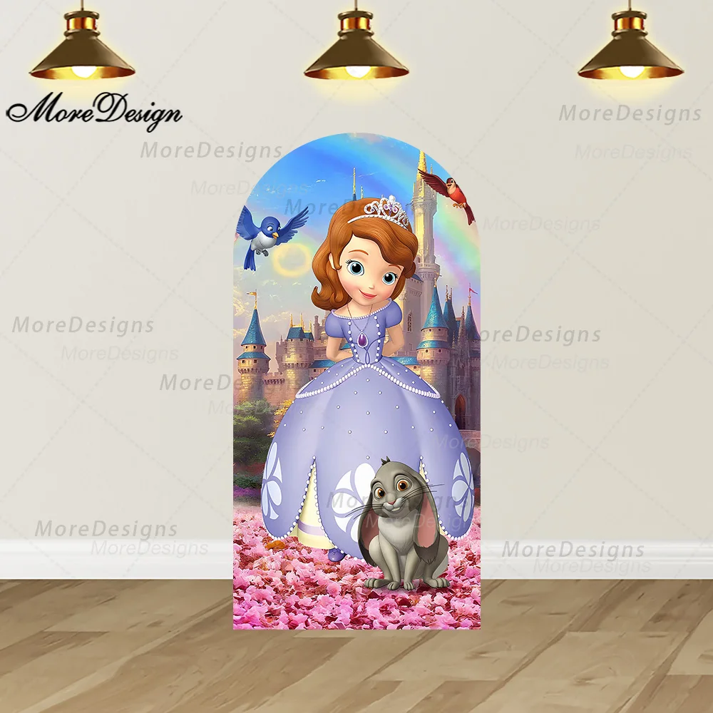 Sofia The First Arch Backdrop Spandex For Kids Birthday Party Decoration Baby Shower Background Photography Props