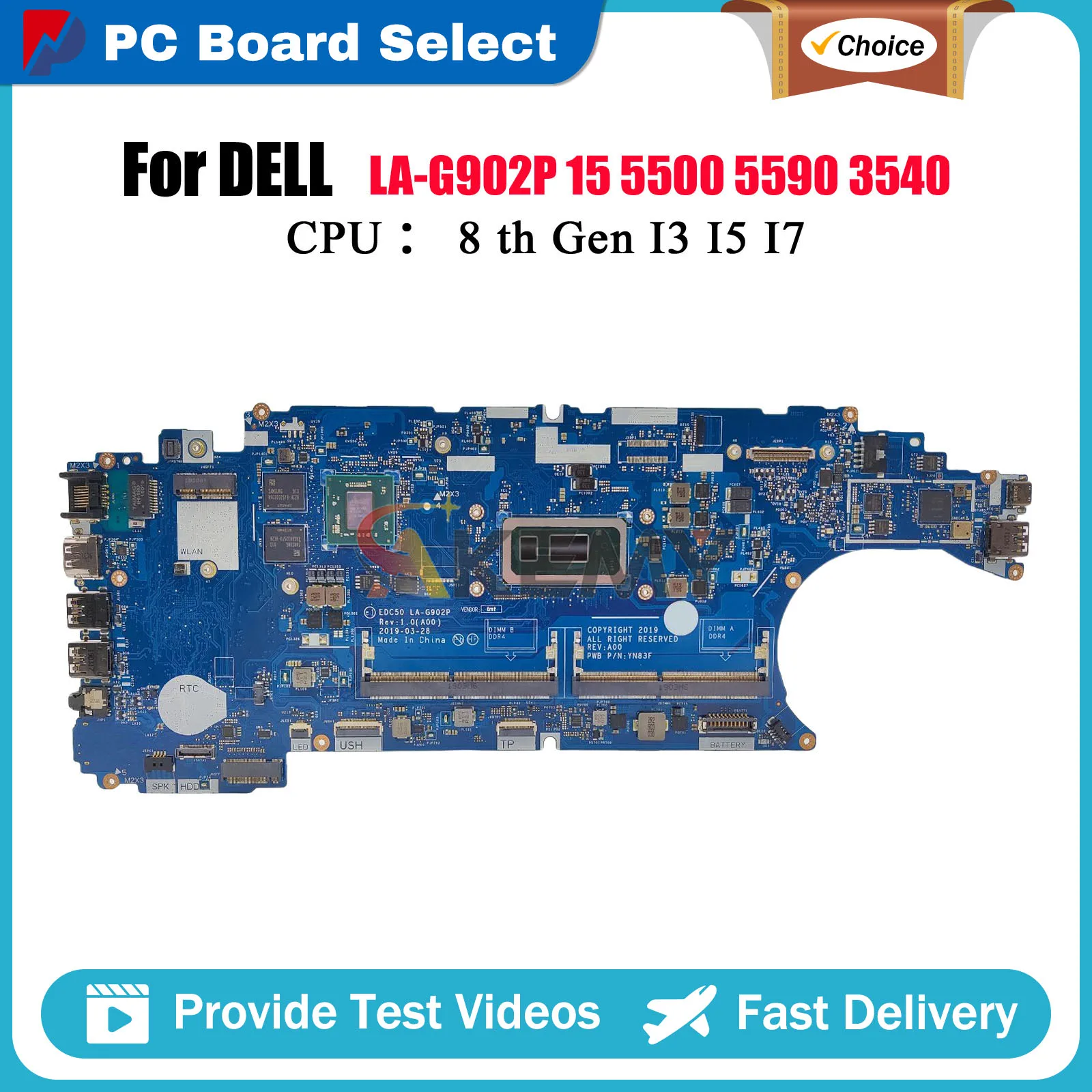 

Материнская плата для ноутбука Dell Latitude 5500 3540 LA-G902P с DDR4 CN-JCXDY 08K4FK 0VM2Y4 06YY9J протестирована нормально