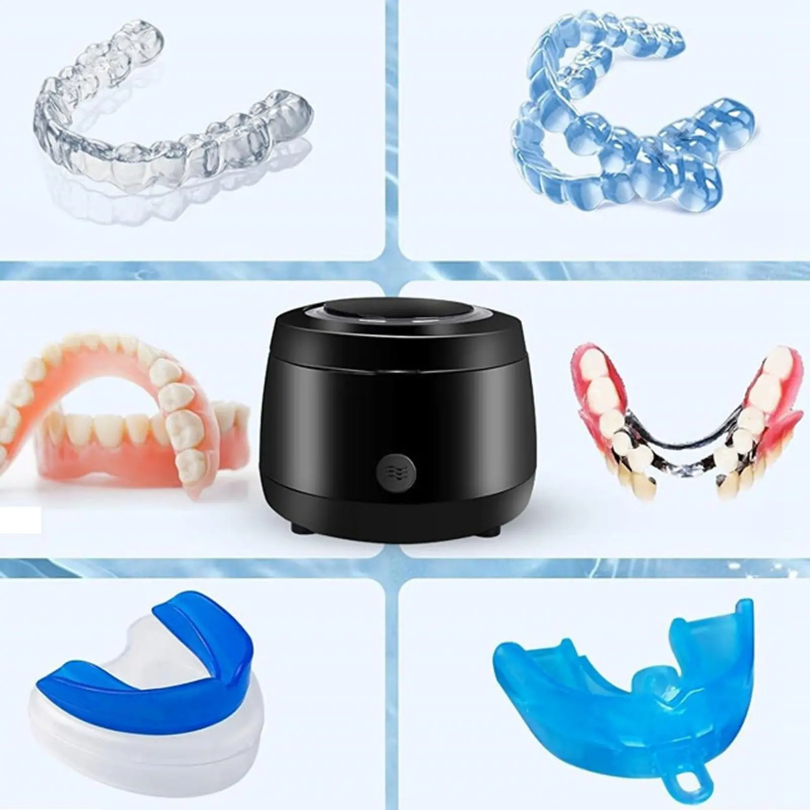 Teeth Cleaning Pod Retainer Cleaner Powerful Portable Dentures Cleaner UVC Professional Jewelry Cleaning Machine for Home Travel