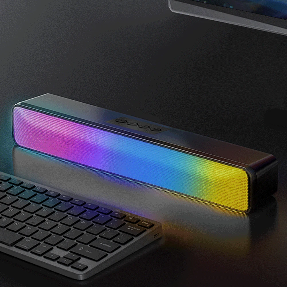 RGB Wireless Speaker Bluetooth 3D Stereo Sound Bar USB Powered Music Player Double Speaker High Volume for PC Laptop