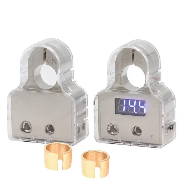 2Pcs/set 12V Digital Display Positive Negative Connector Car Battery Terminal Connector Clamp with Cover Shims Car Accessories