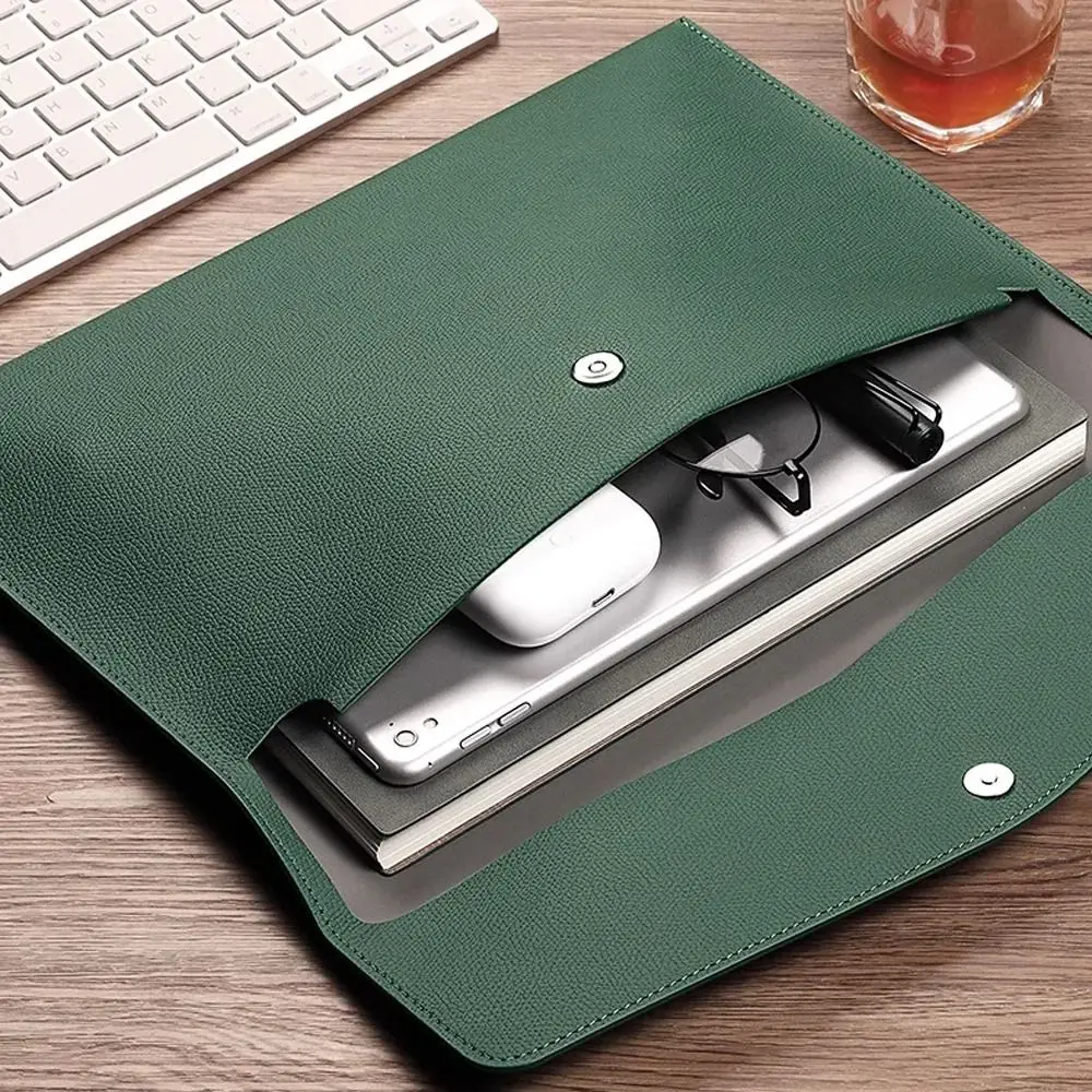 A4 Handheld File Storage Bag PU Leather Large Capacity Business Briefcase Dustproof Exquisite Handheld Laptop Bag Test Paper