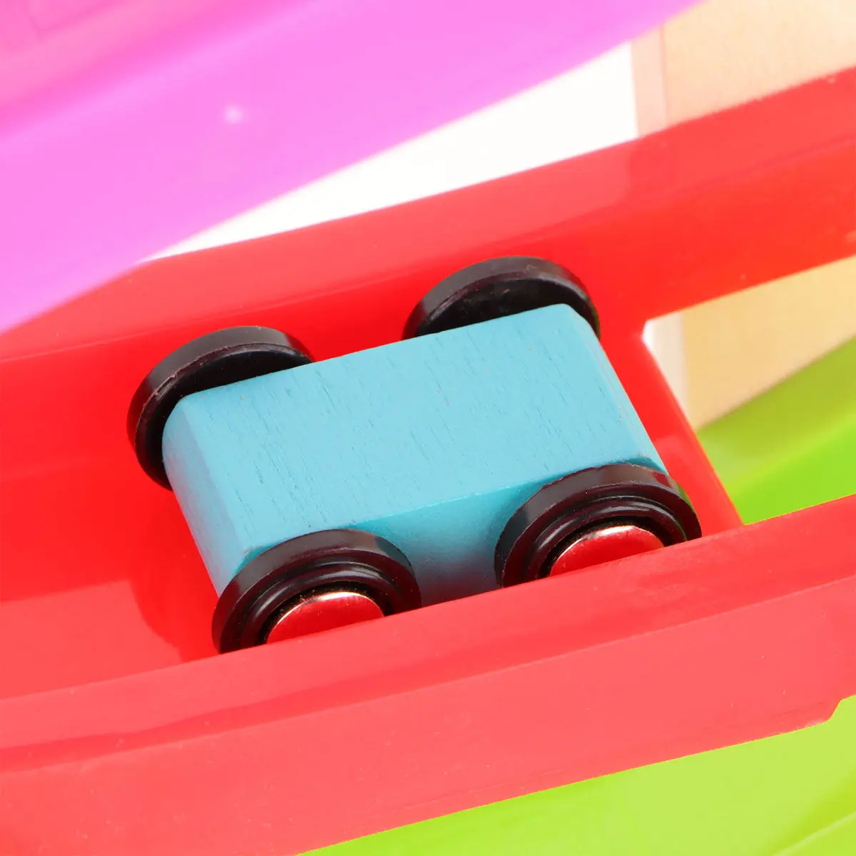 1Set Wooden Gliding Car Educational Playset with Colorful Cartoon Track Safe Rounded Corners Eco Friendly Wood Material Wooden