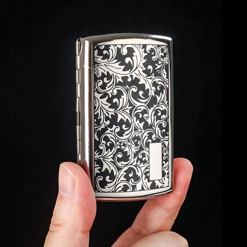 

Luxury Tang Grass Cigarete Case Metal Tobacco Case Holds Portable 12 Cigarettes Stylish Men's Smoking Accessories