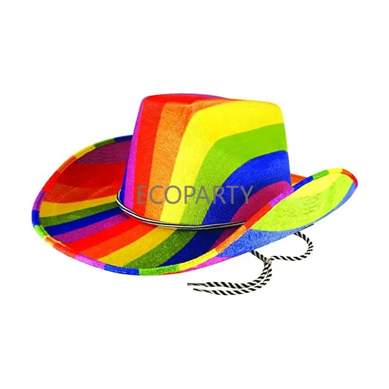 EVA Material Rainbow Cowboy Hat for Costume Party Carnival Party Holiday Western Style Pride Carnival Fancy Dress for Women Man