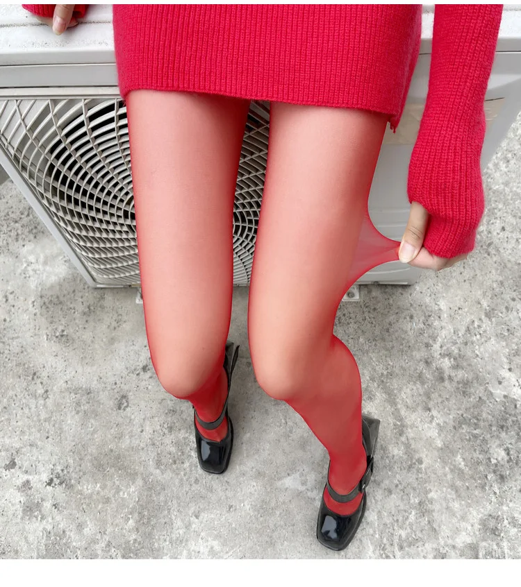 Sexy Female Red Leggings Transparent New Elegant Casual Tights Outdoor Chic Pantyhose Bride Wedding Socks High Waist Trendy